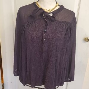 Loft semi-sheer polka dot top size XL